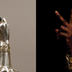 Left: Reliquary arm of St. Valentine 14th century, Swiss. Right: 2 Chainz.